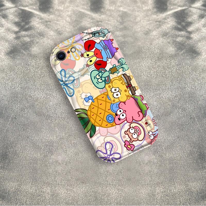 Thích hợp cho iPhone 6 6S 6 Plus 6S Plus 7 8 Plus SE 2020 3D TPU mềm SpongeBob SquarePants Vỏ điện thoại chống sốc