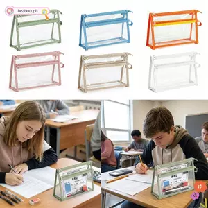 Bút chì BEABOUT, Túi đựng bút dung tích lớn PVC, Túi đựng bút chì trong suốt hai lớp di động