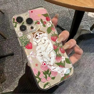 Ốp Điện Thoại Dâu Mèo Vui Nhộn Cho OPPO Reno 8 Pro 7 4 6 5 Lite 5F 5Z 6Z 7Z 8Z 8T 5G A74 4G TPU Trong Suốt Bảo Vệ Toàn Diện Silica gel Ốp Lưng INS Đơn Giản Vỏ Ống Kính Dễ Thương