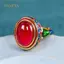 PNPIA- Vàng Cổ Tay Nghề Thủ Công Tự Nhiên Carnelian Nhẫn Nữ Hoa Men Phong Cách Quốc Gia Nhẹ Sang Trọng Cưới Trang Sức Quà Tặng