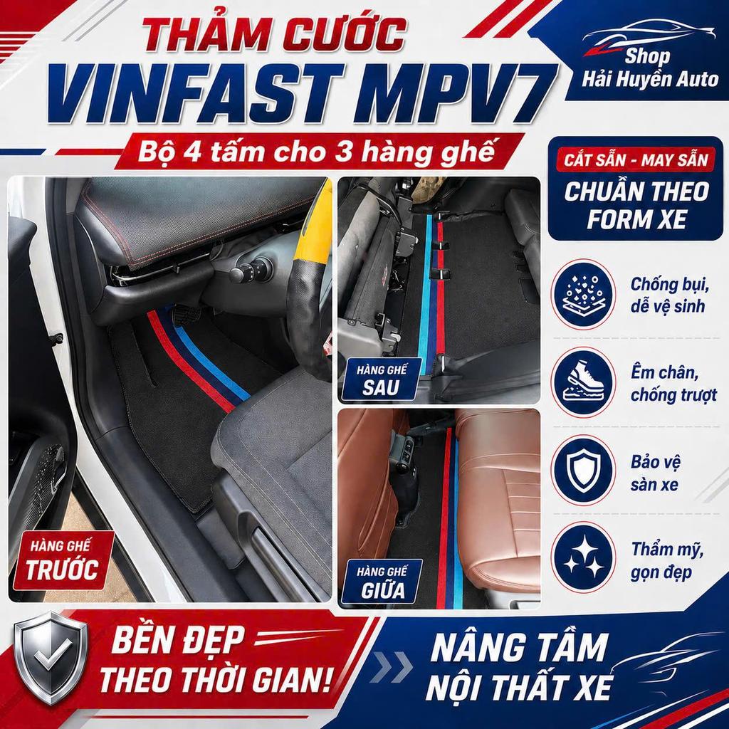 [ MPV7 ] Thảm cước lót sàn xe ô tô Vinfast MPV7 may sẵn bo viền theo form xe có khuy bấm, chống trơn trượt