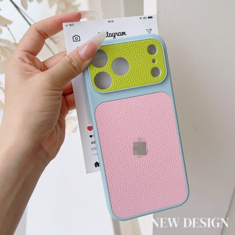 Kết cấu da tương phản sang trọng ngay lập tức 17 Ốp điện thoại cứng Thích hợp cho iPhone 17 16 15 14 13 Pro Max Plus Ốp lưng