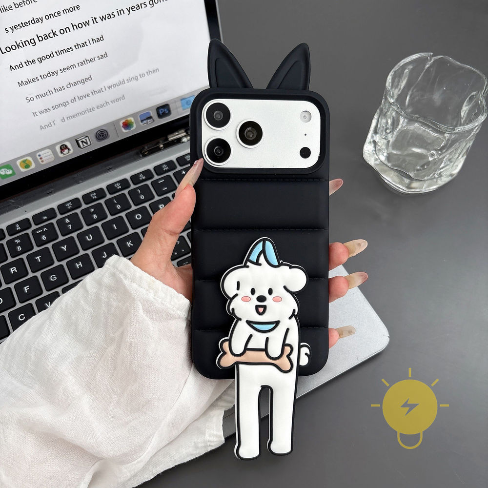 Phone Case For iPhone 17 Pro Max 16 15 14 13 12 with Griptok TPU Cartoon Cat with Griptok Ear Fox Aesthetic Korean Cute