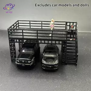 HFTOY Tỉ Lệ 1 / 64 Diorama Khung Thép Đế Trưng Bày Mô Hình Hai Tầng Nền Tảng Cảnh Mô Hình Nhà Để Xe Ô Tô Mô Hình Cảnh Hiển Thị Phụ Kiện ~