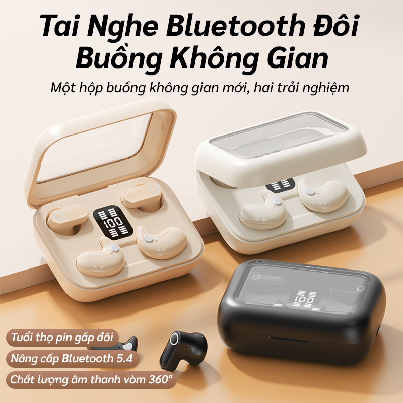 Tai nghe nửa tai Màn hình LED không dây Bluetooth Cảm ứng vân tay Âm thanh HiFi Tương thích với IPhone và Android