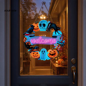 Linh hồn| Dấu hiệu gỗ chất lượng cao Dấu hiệu trang trí bằng gỗ Halloween Dấu hiệu cửa gỗ Mèo đen Bí ngô Bộ xương hiên nhà Trang trí Chống thấm nước Dấu hiệu chào mừng ngoài trời Sẵn sàng cho Halloween