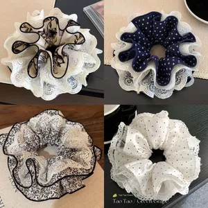 Công Nghiệp Nặng Ren Hoa Bốn Lớp Scrunchy Dây Buộc Tóc Nữ Tính Khí Cao Cấp Siêu Lớn Đầu Bóng Buộc Tóc Đầu Dây Đầu
