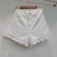 Ren Trắng Khâu Quần Short Denim Nữ Mặc Ngoài Mùa Hè Béo mm Cao Cấp Ôm Hơn Nhìn Chữ a Rộng Ống Quần Nóng