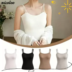 Áo ngực NICOLOO, Áo lót ngực tích hợp bằng lụa băng, Thiết kế một mảnh Màu trơn thoáng khí dành cho nữ Áo hai dây bên ngoài mặc thường ngày