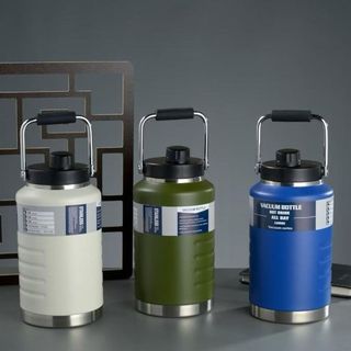 [GIỮ NHIỆT LÂU] Bình Giữ Nhiệt Inox 316 2L/ 1,5L Dáng Lùn Miệng Rộng Có Tay Cầm Bình Nước Mang Theo