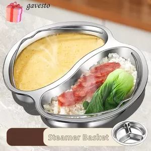 Giỏ hấp GAVESTO, Đĩa hấp tròn có thể xếp chồng lên nhau, bền có tay cầm Dụng cụ nấu ăn bằng thép không gỉ cho trứng Thịt cá ngô