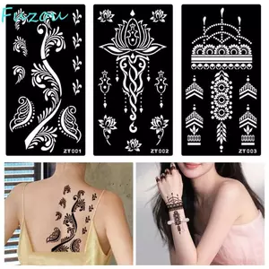 Nhãn Dán Hình Xăm Hoa FUJIOU, Cá Tính Hoa Ấn Độ Hình Xăm Tạm Thời, Sáng Tạo Cơ Thể Nghệ Thuật Rỗng Phong Cách Dân Tộc Đen Đề Can Hình Xăm Bé Gái