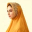 Khăn Hijab voan BRBRAA, Khăn choàng voan lụa thêu hạt vàng, Khăn choàng voan thời trang 170 × 70cm Sequin quấn khăn trùm đầu dài cho nữ