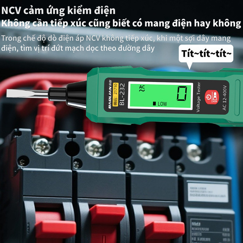 Bút Thử Điện Cảm Ứng Thông Minh – Đo Điện Áp 12-400V, Màn Hình LCD Lớn Hiển Thị Số, Cảnh Báo Âm Thanh & Ánh Sáng
