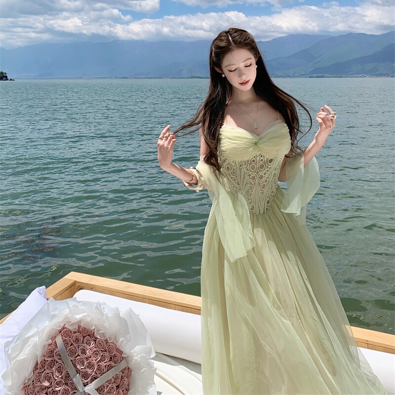 Đầm voan lưới công chúa dự tiệc Prom