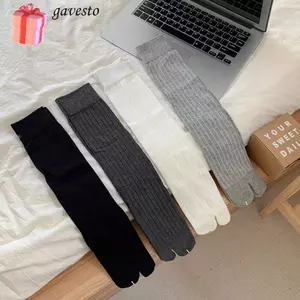 Tất xẻ ngón chân GAVESTO, Tất hai ngón mềm chải Cotton, Tất Tabi nữ sọc màu trơn chất lượng cao