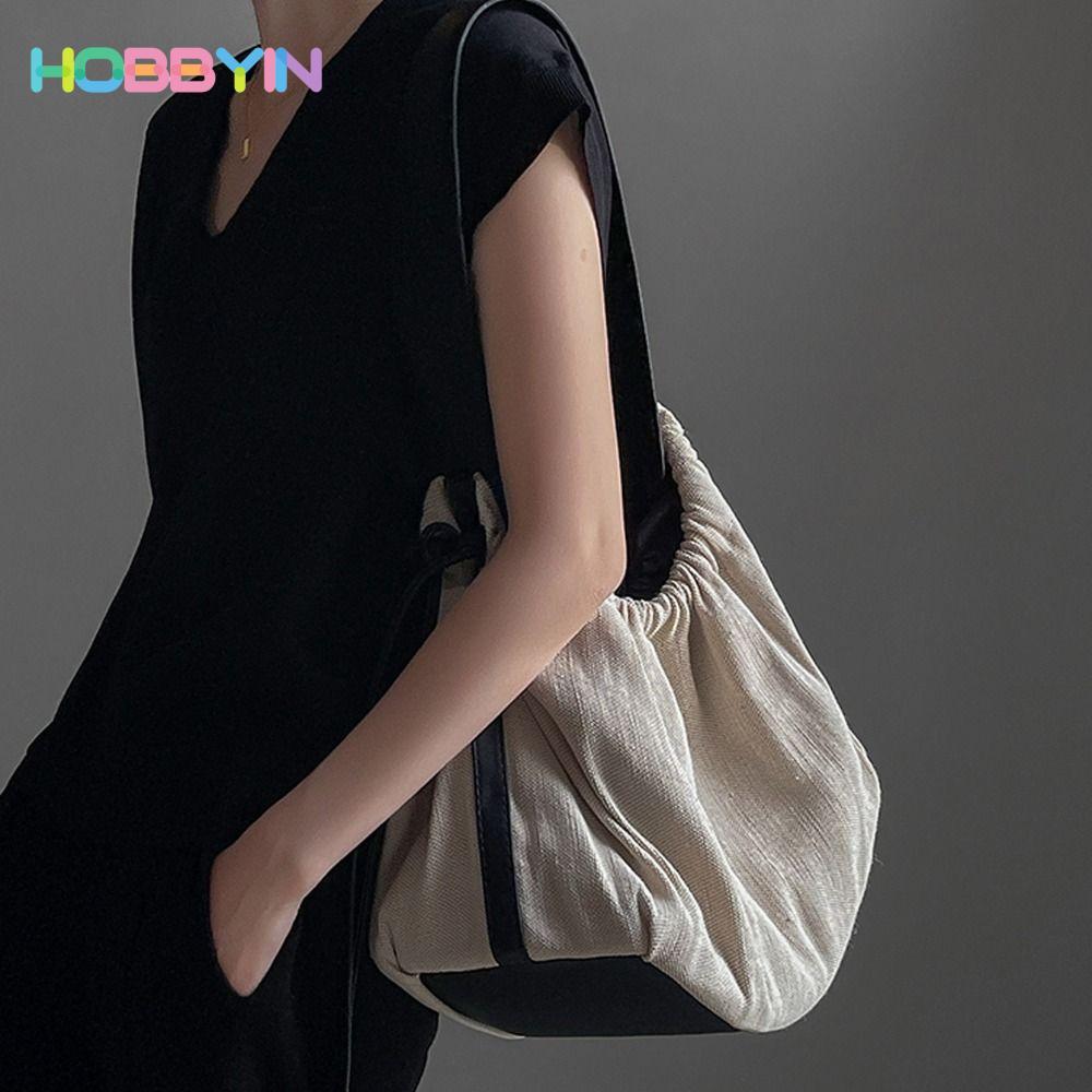 HOBBYIN Túi đeo vai HOBBYIN, Túi du lịch đeo chéo dây rút nhẹ, Túi mua sắm bằng vải Canvas thời trang Túi Tote dung tích lớn