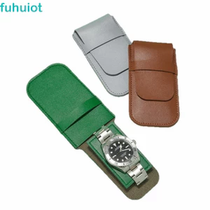 Túi đựng đồng hồ FUHUIOT, Túi đựng đồng hồ chống bụi PU, Vỏ lật chống trầy xước màu trơn mới Túi sắp xếp đồng hồ Quà tặng