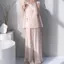 Bộ đồ ngủ mùa xuân mùa hè dành cho nữ không tay có đệm ngực Phong cách có thể mặc bên ngoài Quần ống rộng dáng rộng Đồ ngồi Cotton chống va đập Sil