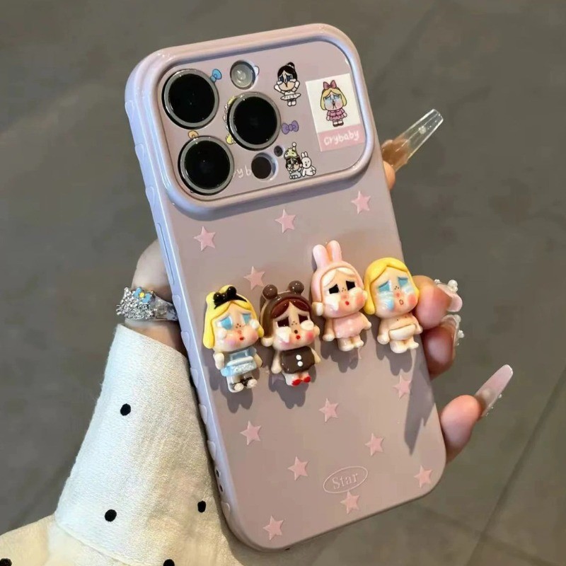 Vỏ điện thoại iPhone búp bê khóc ba chiều dễ thương Vỏ cao su mềm iPhone - 7/8/11/12/13/14/15/16/17/Plus/Air/Pro/Max