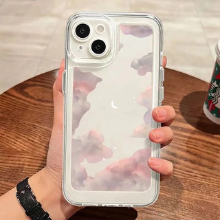 Mỏng Trong Suốt Thích Hợp Cho iPhone 17 Pro Max Mềm Chống Trầy Xước 16 ProMax 13 Pro Max XS 12 15 11 Pro 14 7plus 13 16Pro Vỏ Bảo Vệ Mặt Trăng Mây Hồng