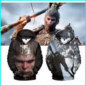 SY3 Đen Huyền Thoại Ngộ Không Zhu Bajie Áo Anime Áo Unisex Dài Tay Top Cosplay 3D Chui Đầu Plus Kích Thước YS3