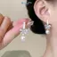 E-WOITD 1 Cặp Tinh Tế Nơ Ngọc Trai Tòn Ten Bông Tai Nữ Thời Trang Cô Gái Ngọt Ngào Bông Tai Dự Tiệc Cưới Phụ Kiện Trang Sức Quà Tặng E-WOITD