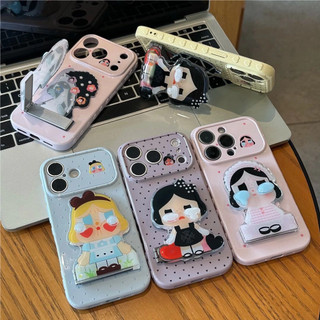 Phim Hoạt Hình Dễ Thương Crybaby Có Thể Gập Lại Gương Đế Điện Thoại Cho iPhone 17Promax 11 12 13 14 15 16 Pro Max 15Plus Silicon Mềm Chống Sốc Nữ Điện Thoại Di Động