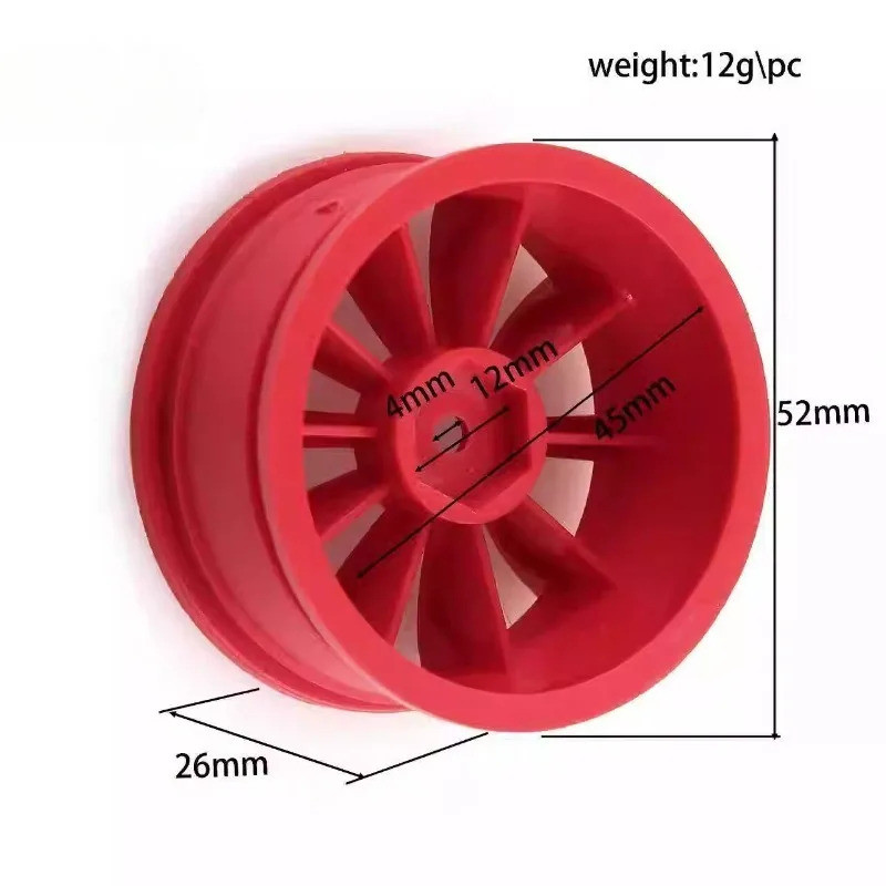 4 52mm 12mm Lục Giác 1 / 10 RC Trên Đường Trôi Đua Xe Ô Tô Bánh Xe Nhựa Vành Bánh Xe Trung Tâm Cho Tamiya XV02 Kyosho HSP HPI Sakura Trxs RedCat