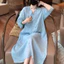 Vải Lanh Cotton Văn Học Phong Cách Trung Hoa Phong Cách Trung Hoa Công Nghiệp Nặng Thêu Cổ Chữ V Giữa Tay Đầm Tính Khí Retro Váy Nữ 5.26