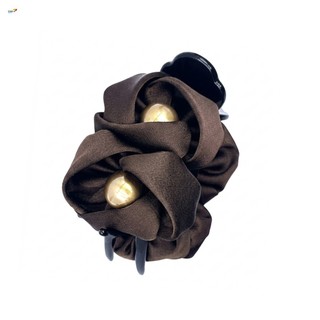 Satin Pearl Bun Kẹp Tóc Đuôi Ngựa Thấp Phụ Kiện Tóc Cho Nữ Bé Gái