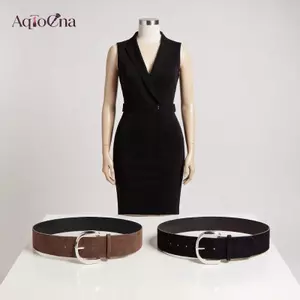 AqToCna Nữ Thiết Kế Sang Trọng Da Lộn Thắt Lưng Rộng Thông Thường Đa Năng Kinh Doanh Dây Thắt Lưng Hợp Thời Trang Pin Bule Dây Thắt Lưng AqToCna