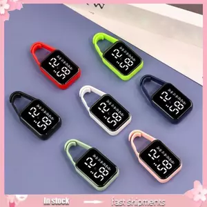 Keychain Pocket Watch Night Light Led Touch Digital Watch Keyring Hanging Watch