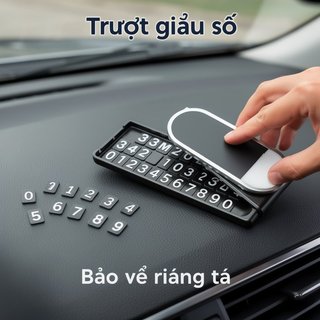 Biển số điện thoại ô tô Trượt từ tính Ẩn riêng tư Bảng điều khiển hợp kim phát sáng Thẻ đỗ xe