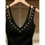 Thâm Quyến Nam Nữ Pháp Cổ Chữ V Thiết Kế Phù Hợp Với Áo Vest Sling Hot Girl Phong Cách Đen Top 5.26