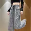 Thiết kế có dây kẻ sọc mang lại cảm giác eo cao thon gọn hơn Tất cả các trận đấu Drape Thời trang ống rộng