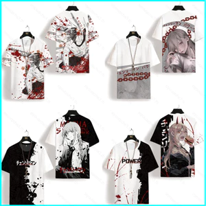 SY3 Cưa Xích Người Anime Áo Thun Nữ Tay Ngắn Top Cosplay Denji Power Unisex Tee Áo Sơ Mi Thời Trang Oversize 3D In Hình Thường Ngày T