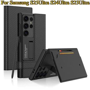 Ốp điện thoại cho Samsung S26 Ultra / S25 Ultra / S24 Ultra / S23 Ultra, vỏ da nguyên khối dành cho nam và bé trai. Thích hợp cho doanh nghiệp, có khe cắm thẻ và giá đỡ siêu mỏng. Thiết kế thanh lịch,