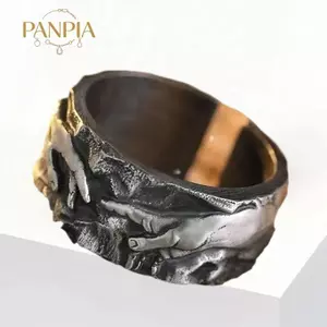 PNPIA- Vintage Tôn Giáo Niềm Tin Mở Nhẫn Dành Cho Nam Retro Bàn Tay Của Chúa Nghệ Thuật Kiệt Tác Mở Nhẫn Quà Tặng Cho Bạn Bè