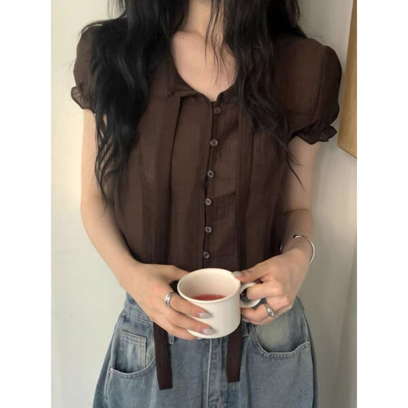 SUXI Áo sơ mi ngắn tay giản dị phong cách Hàn Quốc mới mùa hè 260527