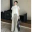Áo sơ mi voan ngắn tay thiết kế không đều dành cho nữ mùa hè Phong cách mới hơi trong suốt dáng rộng lười biếng mỏng hơn