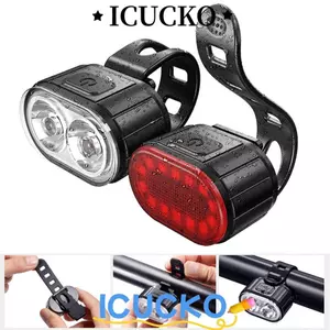 Bộ đèn hậu đèn pha xe đạp ICUCKO, Đèn pha LED siêu sáng có thể sạc lại Đèn hậu có thể sạc lại độ sáng cao Di động Đèn sạc siêu sáng Đi xe đạp