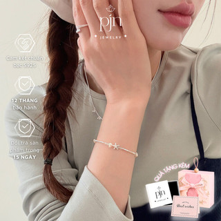 Vòng Tay Bạc 925 PJN Lắc Tay Charm Sao Biển Điểm Ngọc  Phong Cách Lắc Tay Bạc Vỡ Vòng Tay Sao 5 Cánh VT12