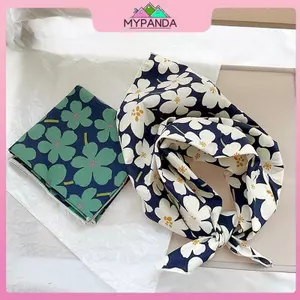MYPANDA 56cm Khăn choàng vuông bằng vải lanh Cotton nữ sinh viên Hàn Quốc Thời trang thanh lịch Ne Khăn quàng cổ chống nắng.