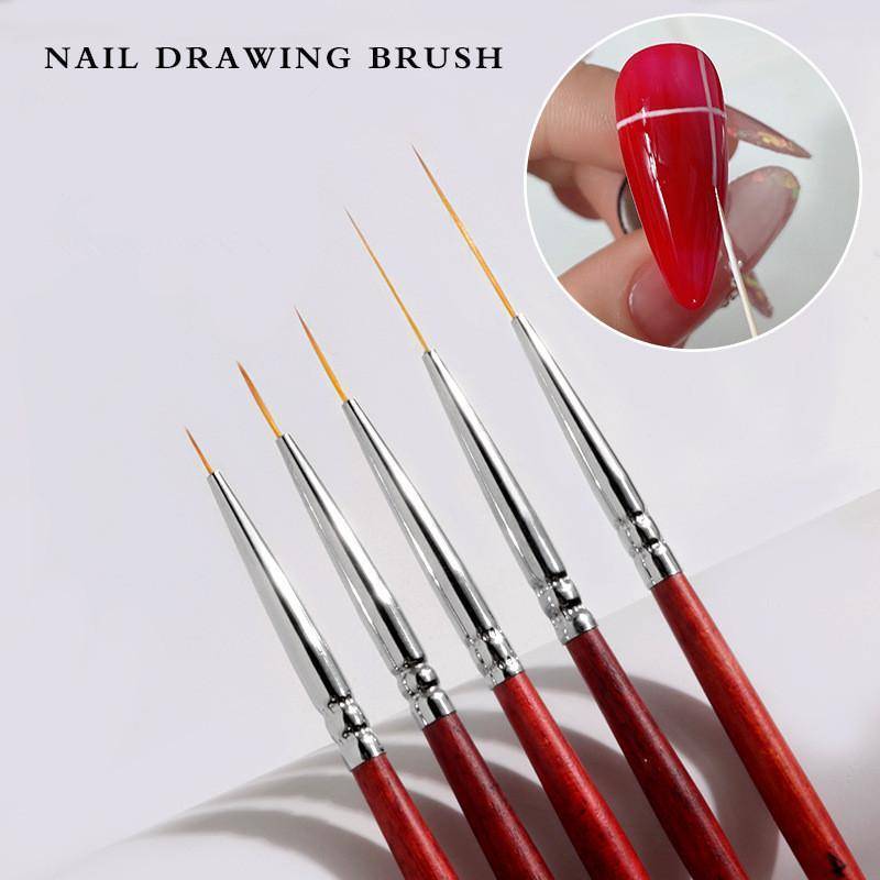 HFSHY Bàn chải nghệ thuật móng tay gỗ, lót chi tiết vẽ tinh tế, sơn UV gel, dụng cụ thiết kế VN