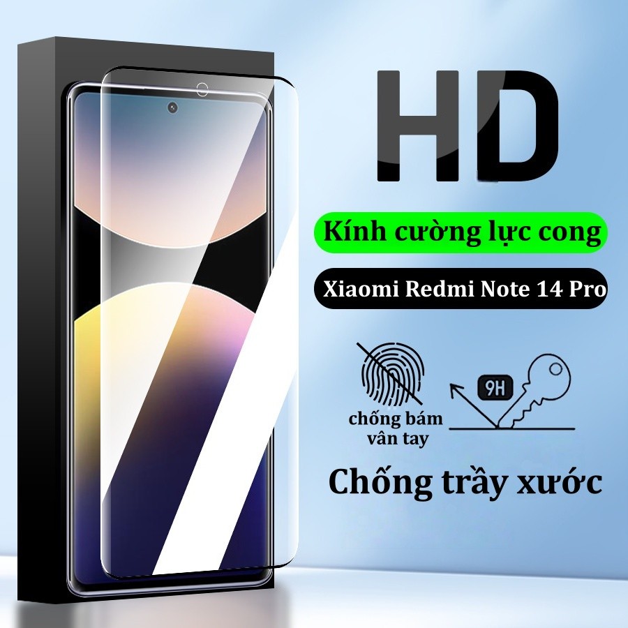 Kính cường lực cong HD cho Xiaomi 15 14 13 12 11 10 Pro Ultra và Redmi Note 15C 14 13 12 11 Pro