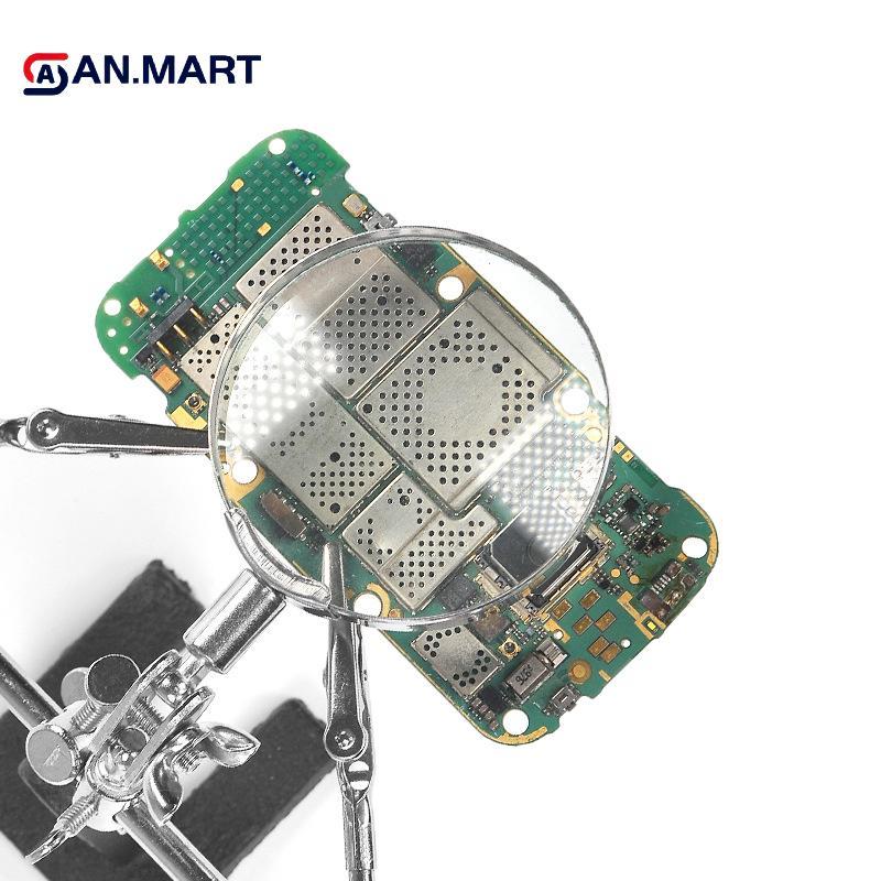AN.MART Giúp dụng cụ cầm tay thứ ba Giá đỡ hàn với kính lúp hàn 5X 2 Kẹp cá sấu Xoay 360 độ Công cụ sửa chữa Adju VN