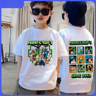 Áo thun bé trai in Minecraft mát mẻ 100% cotton cổ tròn hợp thời trang mùa hè