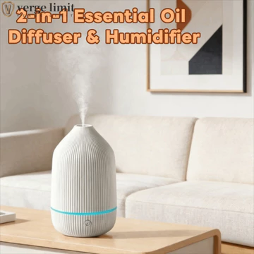 Máy tạo độ ẩm khuếch tán tinh dầu VERGE LIMIT, Máy khuếch tán công nghệ âm thanh có đèn LED hoạt động yên tĩnh, Máy khuếch tán tinh dầu 2 trong 1 USB thẩm mỹ