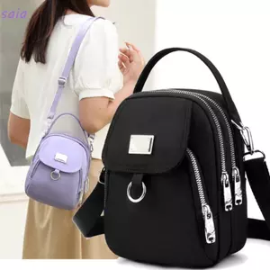 Túi vuông nhỏ SAIA, Túi điện thoại di động Nylon 3 lớp, Mini thời trang có dây kéo Túi đeo chéo nữ bé gái